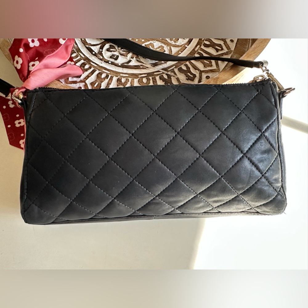 DKNY Quilted Lamb Leather Crossbody Bag Black - Picture 6 of 13